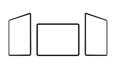 Black tablet computer mockup, front, side perspective view. Vector illustrationのイラスト素材