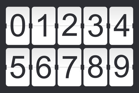 Digital flip numbers on dark background. Countdown digits. Vector illustrationのイラスト素材