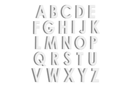 White 3d letters english alphabet. Volumetric font. Vector illustrationのイラスト素材