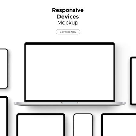 Responsive Devices Mockup for Display Web Site or App Design. Vector Illustrationのイラスト素材