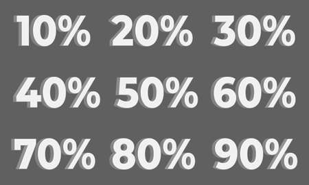 Set of White 3D Discount Numbers with Percentagesの写真素材