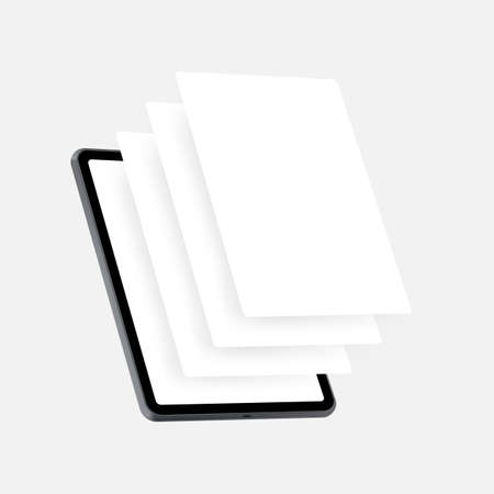 Tablet Mockup With Blank Web Pages. Concept for Showcasing Apps Screenshots. vector illustrationのイラスト素材