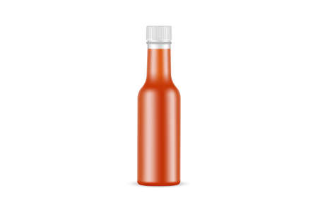 Hot Sour Sauce Bottle Mockup, Isolated on White Background. vector illustrationのイラスト素材