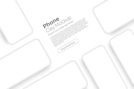 Clay Phones With Blank Screens. Mockup to Showcasing Mobile Web Site Design And Apps Screenshots. vector illustrationのイラスト素材
