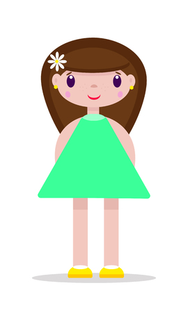 Vector illustration of cheerful, cute teen girl on white backgroundのイラスト素材