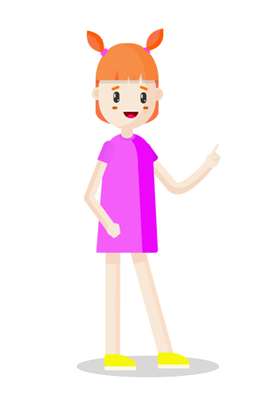 Vector illustration of cheerful,cute teen girl on white backgroundのイラスト素材