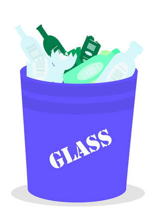 Vector illustration of trash bin with sorted household waste on white backgroundのイラスト素材