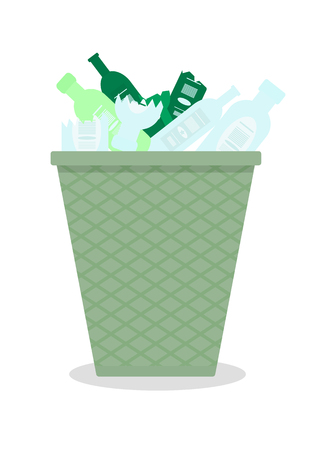 Vector illustration of trash bin with sorted household waste on white backgroundのイラスト素材