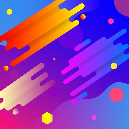 Vector illustration. Colorful geometric, trendy and modern, wavy, dynamic background, gradient colors, flowing shapes. Usable for landing page for banners, placards, posters, flyers, screen saverのイラスト素材