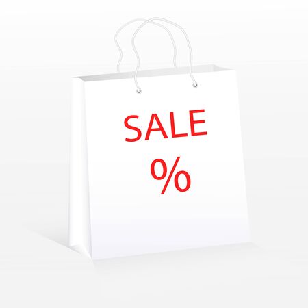 Vector illustration. Empty pack for Shopping.Realistic paper bag template. Can put your advertising and branding.のイラスト素材