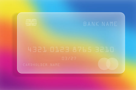 Vector drawing. Glass bank card. Glass morphism.のイラスト素材
