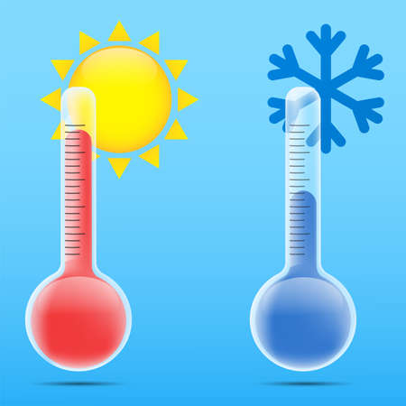 Vector drawing thermometers. Measuring instruments for air temperatureのイラスト素材