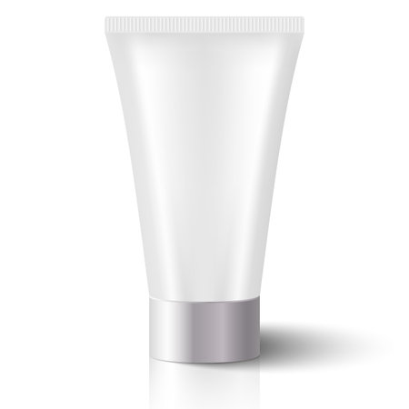 Vector drawing. Tube of cream or gel, in gray and white tonesのイラスト素材