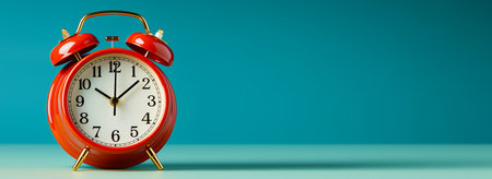 back to school. Beautiful and bright alarm clock. Helping a student. The concept of education. Banner.の素材