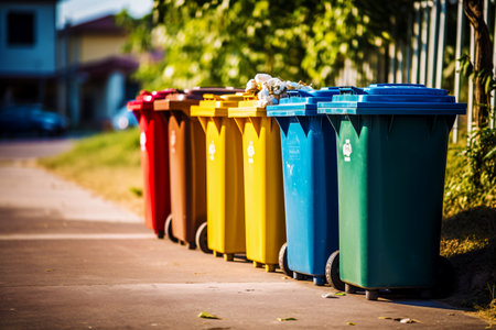Collection of a garbage can full of various types of garbage, the concept of recycling and separate waste collection.の素材