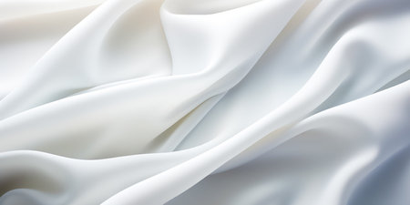 The fabric is white. luxurious texture of soft folds. festive background, design. Beautiful soft silk fabricの素材