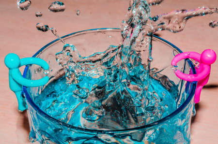 The abstraction from toys shows that the distance is shared by two loving hearts of a personの写真素材