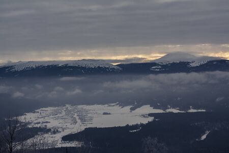 Mountain landscape at sunset in the national park of Russiaの写真素材