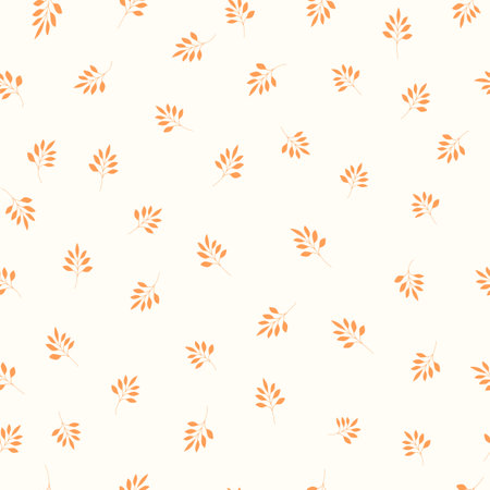 Vintage floral vector background with branches and leaves. Cottagecore botanical seamless pattern. Simple retro print for fabric, home textile and goodsのイラスト素材