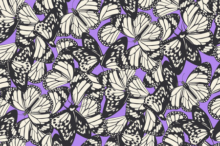 Nature inspired seamless pattern. Abstract fashion print with butterflies for fabric, wallpaper, package, gift paper. vector animal backgroundのイラスト素材