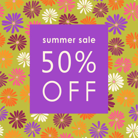 Trendy floral square sale templates. Discount shopping concept. Suitable for social media posts,...
