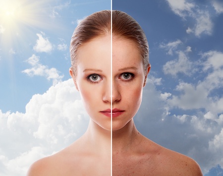 effect of healing of skin, beauty young womanの写真素材