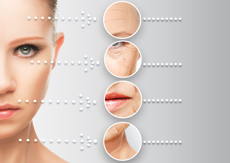 beauty concept skin aging. anti-aging procedures, rejuvenation, lifting, tightening of facial skin, restoration of youthful skin anti-wrinkle beauty concept skin aging. anti-aging procedures, rejuvenation, lifting, tightening of facial skin, restoration of youthful skin anti-wrinkle