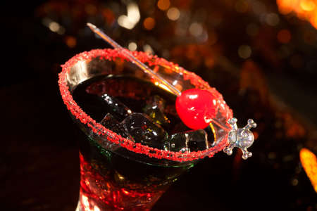 Closeup of Devil's Blood Cocktail, black vodka, cranberry juice - Halloween drinks seriesの写真素材