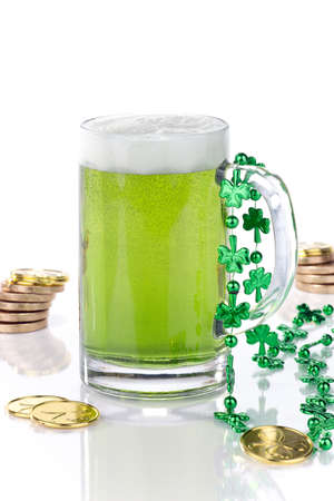Mug of green beer for St Patrickの写真素材