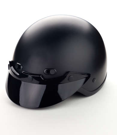 High quality light gray motorcycle helmet over white background, studio isolated.の写真素材