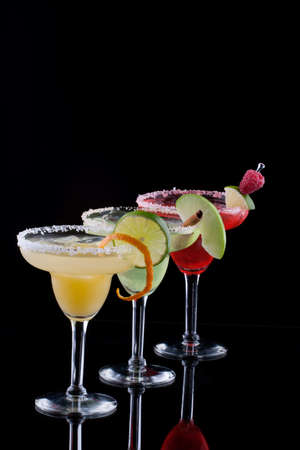 Three Margaritas - apple, orange and raspberry の写真素材