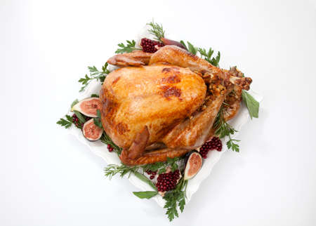 Garnished traditional roasted turkeyの写真素材