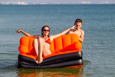 people sea vacation inflatable mattress thailand travel