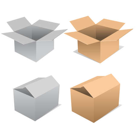 open cardboard box isolated on whiteのイラスト素材