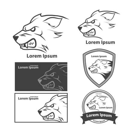 wolf head, american symbol, simple illustration, sport team emblem, design elementsのイラスト素材