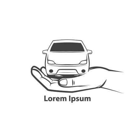 car rental or sale concept, hand holding small carのイラスト素材