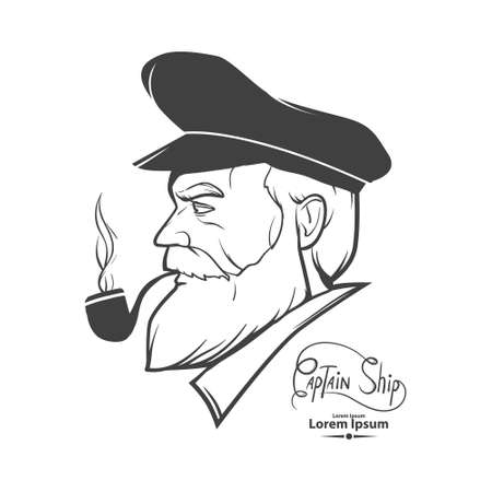 man silhouette portrait character, captain, simple illustrationのイラスト素材