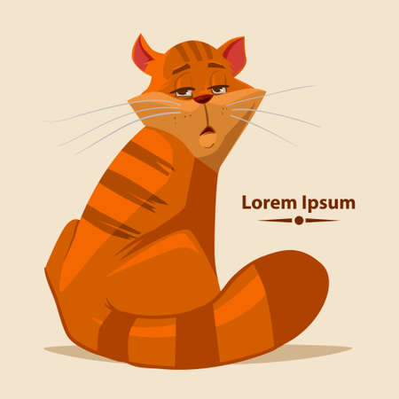 cute sitting cat, cartoon character, vector illustrationのイラスト素材