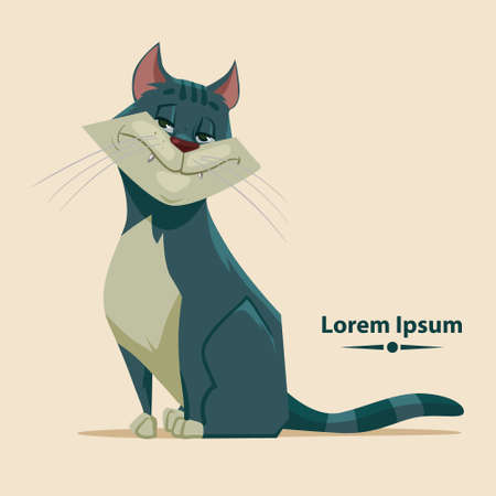 cute sitting cat, cartoon character, vector illustrationのイラスト素材