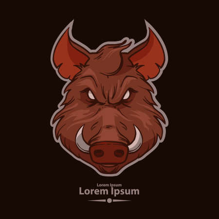 boar for logo, american football symbol, simple illustration, sport team emblem, for design elementsのイラスト素材