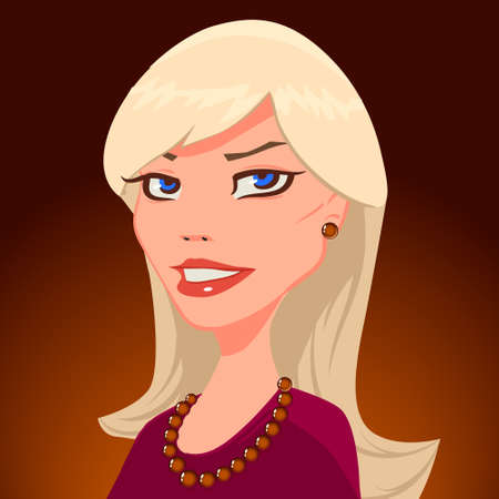 pretty cartoon girl wearing jewelry necklace and earrings, vector illustration, isolated backgroundのイラスト素材