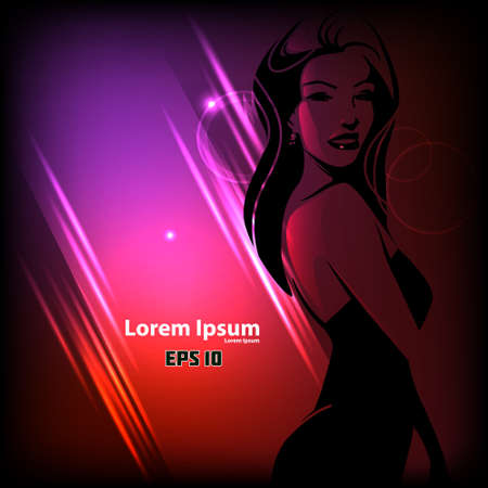 woman silhouette on abstract color background, dance, poster idea, for your designのイラスト素材