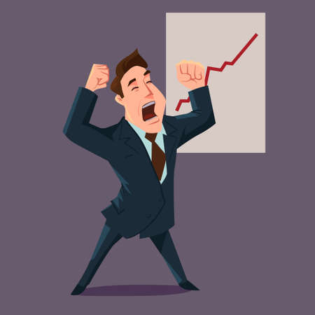 happy businessman, investor, cartoon character, vector illustrationのイラスト素材