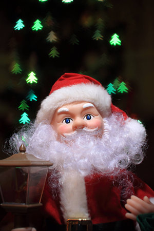 Christmas Santa Claus Tree green bokhe backgroundの写真素材