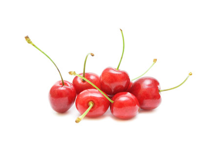 ripe cherry on a white background closeup