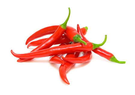 red hot chili pepper isolated on a white backgroundの写真素材