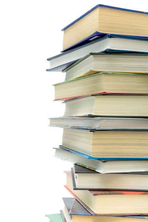 large stack of different books on a white backgroundの写真素材