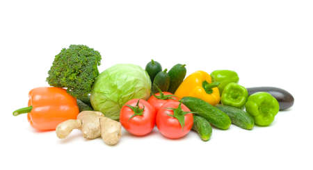 Fresh vegetables isolated on a white backgroundの写真素材