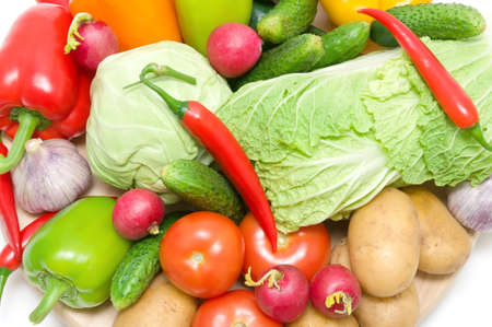 still life of fresh ripe vegetables. horizontal photo. view from above.の写真素材
