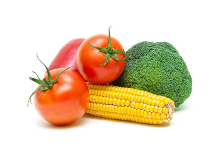 fresh ripe vegetables isolated on a white background close-up. horizontal photo.の写真素材